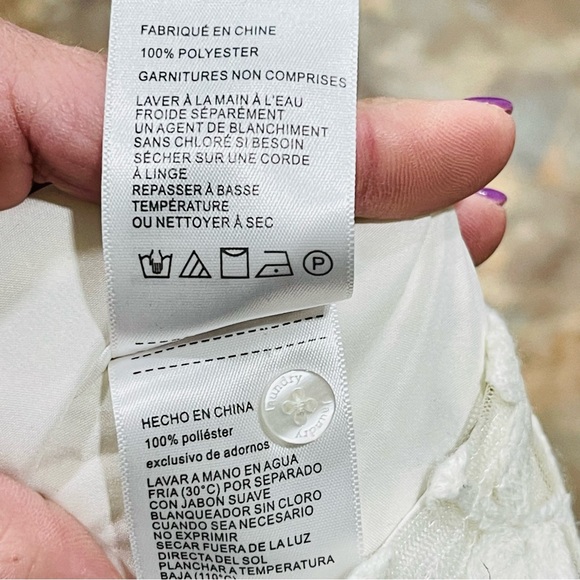 Laundry By Shelli Segal Los Angeles Blouse Off White Lace Short Extra Small - Picture 7 of 9